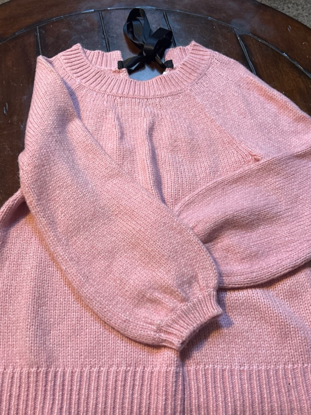 LOFT Soft Pink Crewneck Sweater with Balloon Sleeves